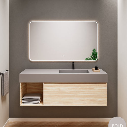 Aurora Frame – Corian® Basin with 1 Drawer and Side Shelf - ROVALUX