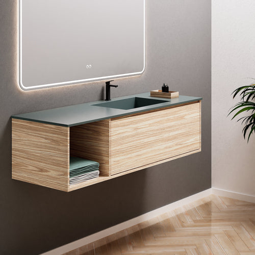 Aurora Frame – Corian® Basin with 1 Drawer and Side Shelf - ROVALUX
