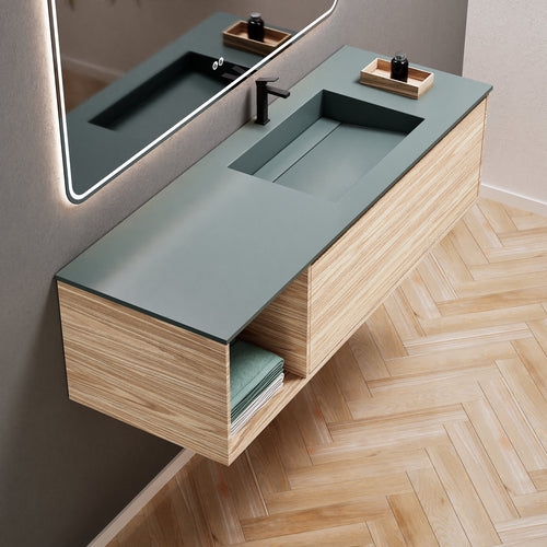 Aurora Frame – Corian® Basin with 1 Drawer and Side Shelf - ROVALUX