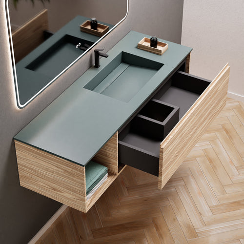 Aurora Frame – Corian® Basin with 1 Drawer and Side Shelf - ROVALUX