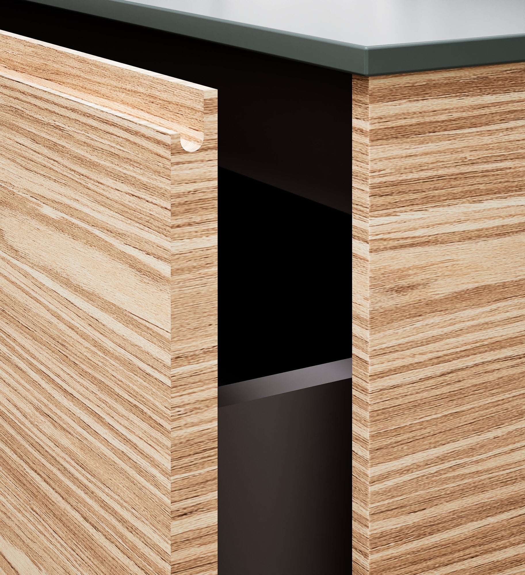 Aurora Frame – Corian® Basin with 1 Drawer and Side Shelf - ROVALUX
