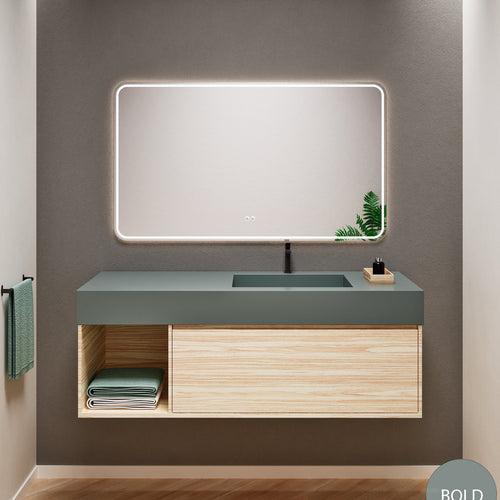 Aurora Frame – Corian® Basin with 1 Drawer and Side Shelf - ROVALUX