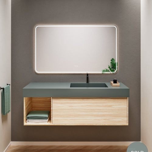 Aurora Frame – Corian® Basin with 1 Drawer and Side Shelf - ROVALUX