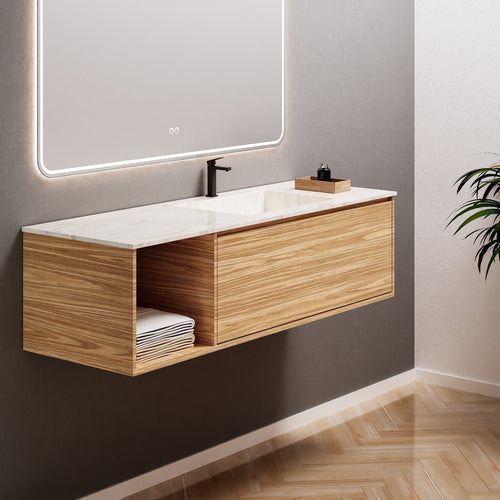 Aurora Frame – Corian® Basin with 1 Drawer and Side Shelf - ROVALUX