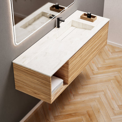 Aurora Frame – Corian® Basin with 1 Drawer and Side Shelf - ROVALUX