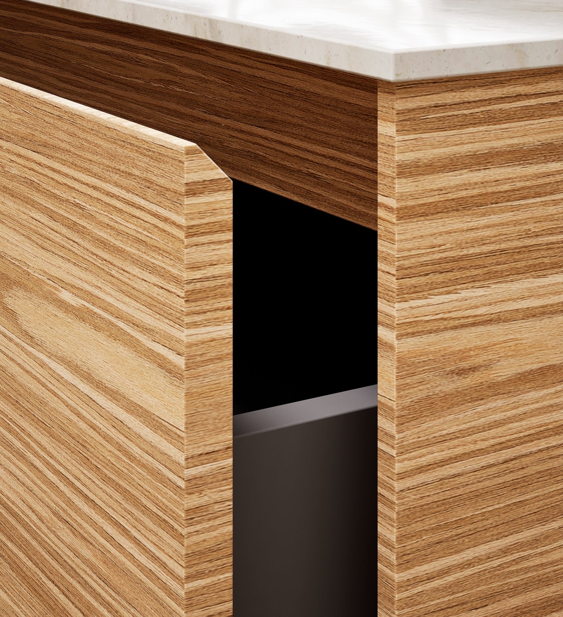 Aurora Frame – Corian® Basin with 1 Drawer and Side Shelf - ROVALUX
