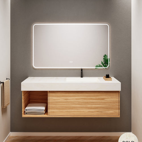 Aurora Frame – Corian® Basin with 1 Drawer and Side Shelf - ROVALUX