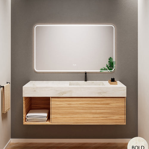 Aurora Frame – Corian® Basin with 1 Drawer and Side Shelf - ROVALUX