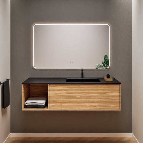 Aurora Frame – Corian® Basin with 1 Drawer and Side Shelf - ROVALUX