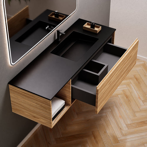 Aurora Frame – Corian® Basin with 1 Drawer and Side Shelf - ROVALUX