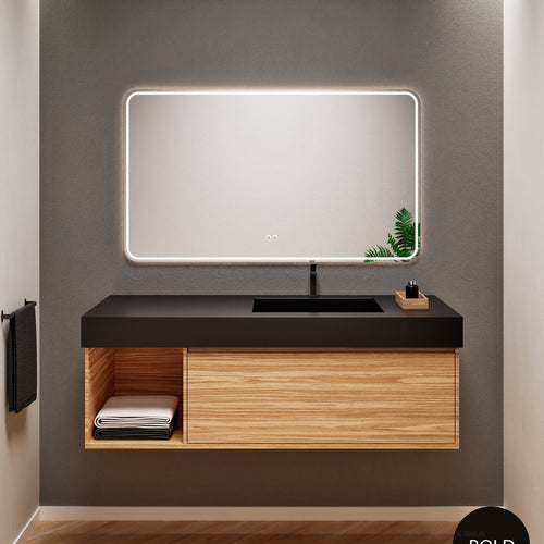 Aurora Frame – Corian® Basin with 1 Drawer and Side Shelf - ROVALUX