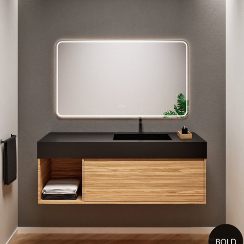 Aurora Frame – Corian® Basin with 1 Drawer and Side Shelf - ROVALUX