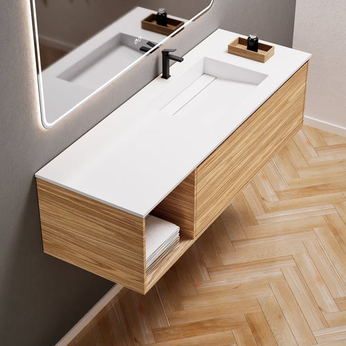 Aurora Frame – Corian® Basin with 1 Drawer and Side Shelf - ROVALUX