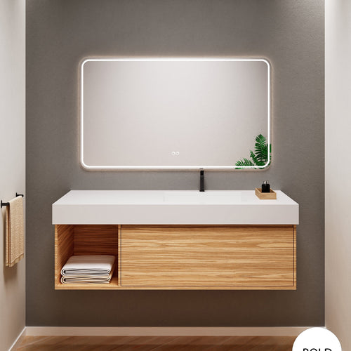 Aurora Frame – Corian® Basin with 1 Drawer and Side Shelf - ROVALUX