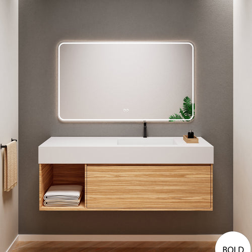 Aurora Frame – Corian® Basin with 1 Drawer and Side Shelf - ROVALUX