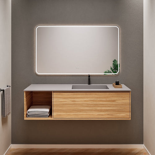 Aurora Frame – Corian® Basin with 1 Drawer and Side Shelf - ROVALUX
