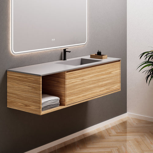 Aurora Frame – Corian® Basin with 1 Drawer and Side Shelf - ROVALUX