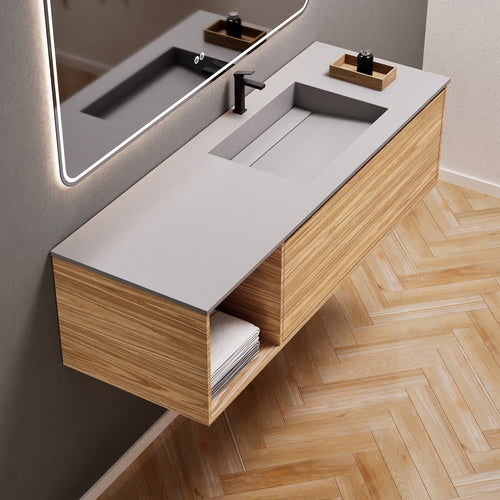 Aurora Frame – Corian® Basin with 1 Drawer and Side Shelf - ROVALUX