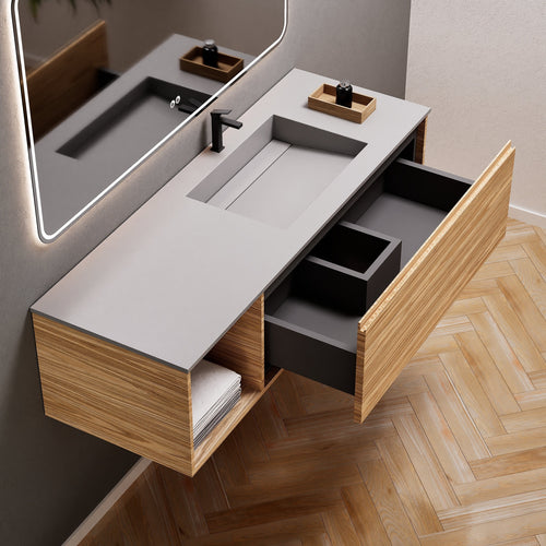 Aurora Frame – Corian® Basin with 1 Drawer and Side Shelf - ROVALUX