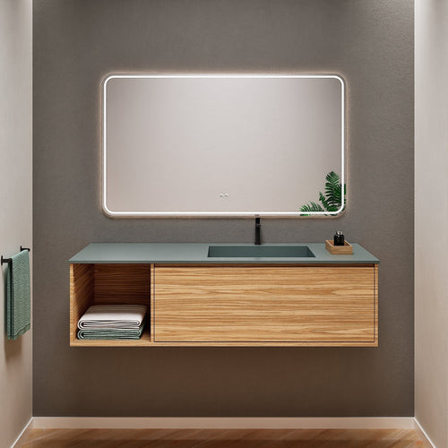 Aurora Frame – Corian® Basin with 1 Drawer and Side Shelf - ROVALUX