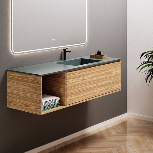Aurora Frame – Corian® Basin with 1 Drawer and Side Shelf - ROVALUX
