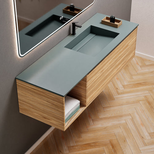 Aurora Frame – Corian® Basin with 1 Drawer and Side Shelf - ROVALUX