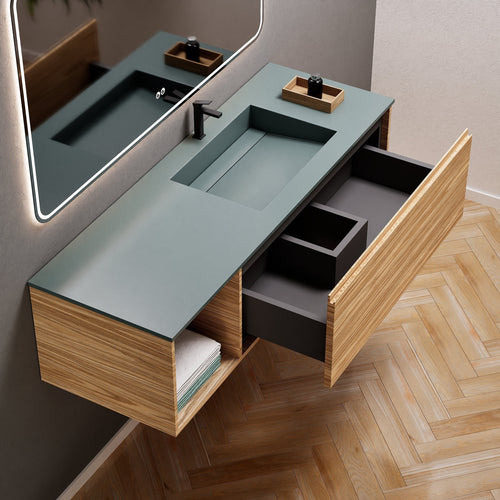 Aurora Frame – Corian® Basin with 1 Drawer and Side Shelf - ROVALUX