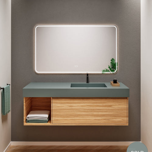 Aurora Frame – Corian® Basin with 1 Drawer and Side Shelf - ROVALUX