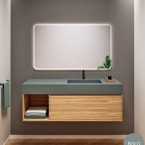 Aurora Frame – Corian® Basin with 1 Drawer and Side Shelf - ROVALUX