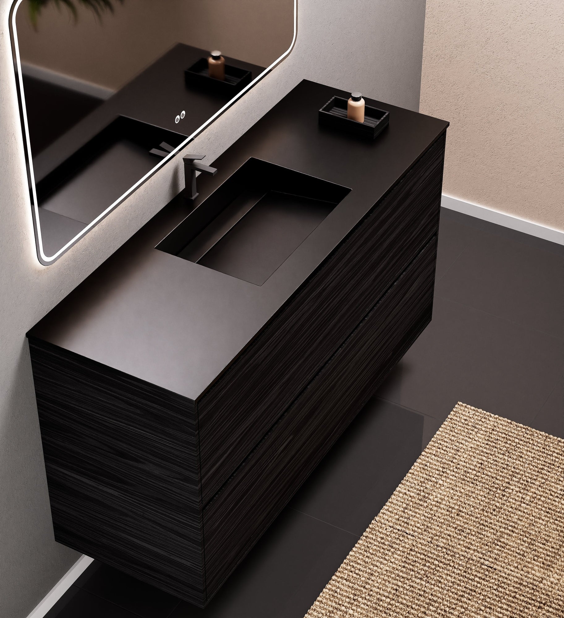 Aurora Frame – Corian® Basin with 2 Stacked Drawers - ROVALUX