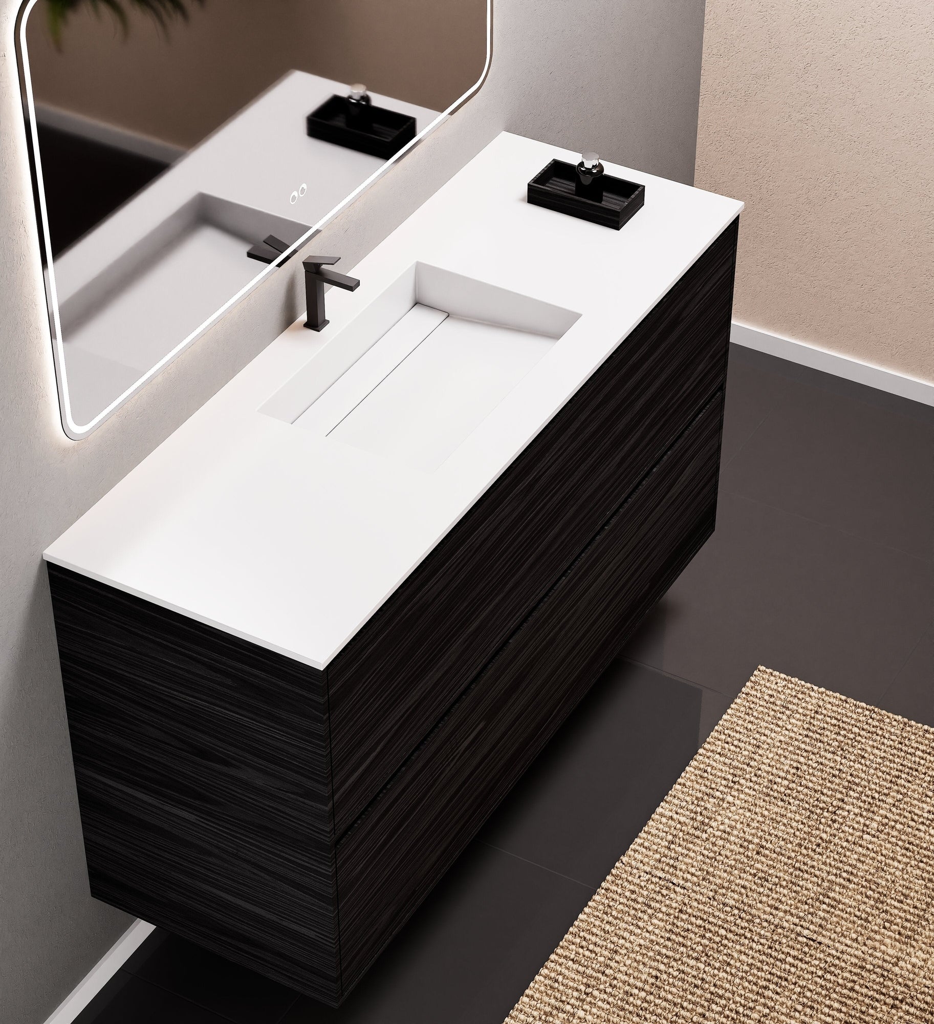 Aurora Frame – Corian® Basin with 2 Stacked Drawers - ROVALUX