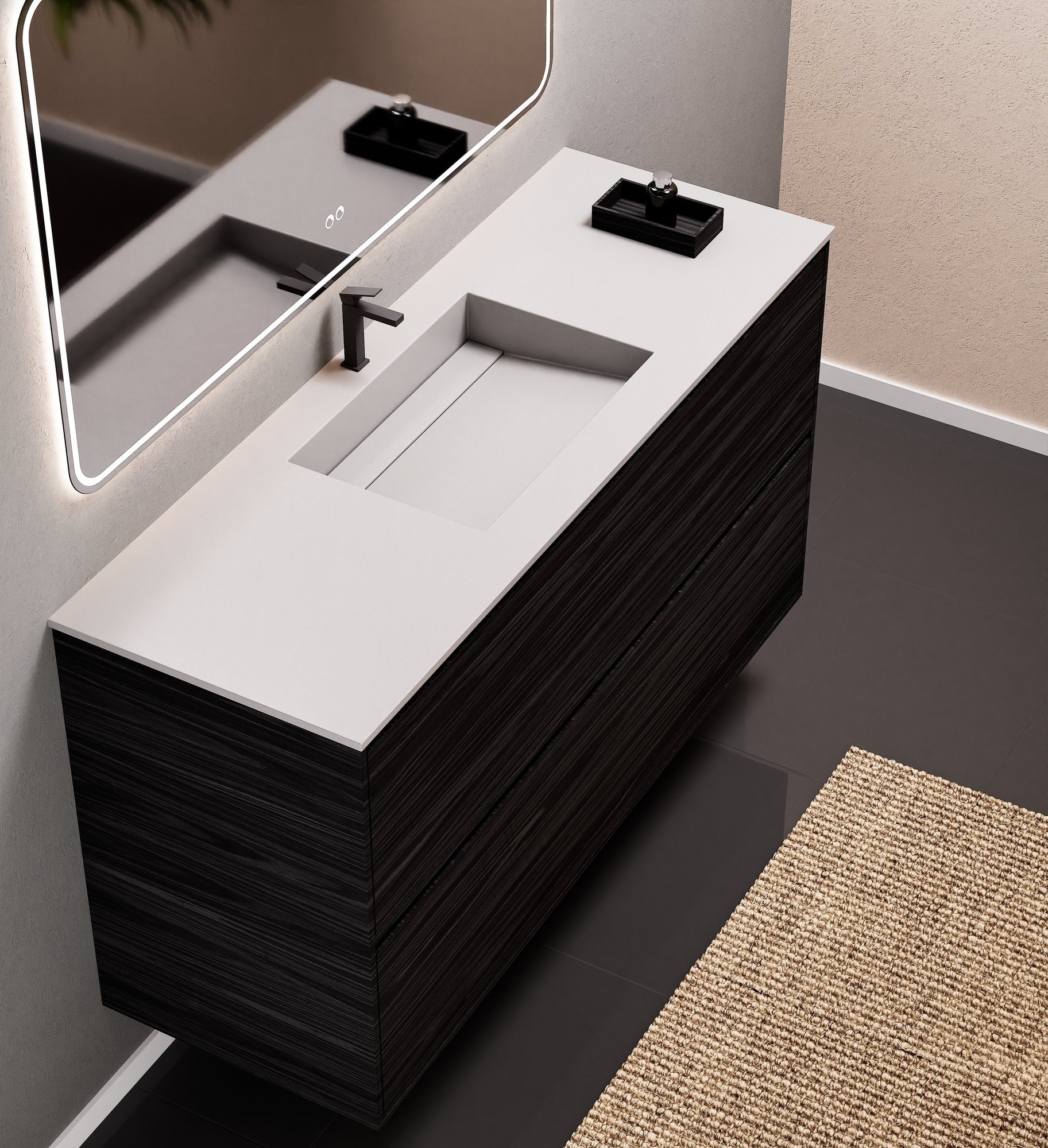 Aurora Frame – Corian® Basin with 2 Stacked Drawers - ROVALUX