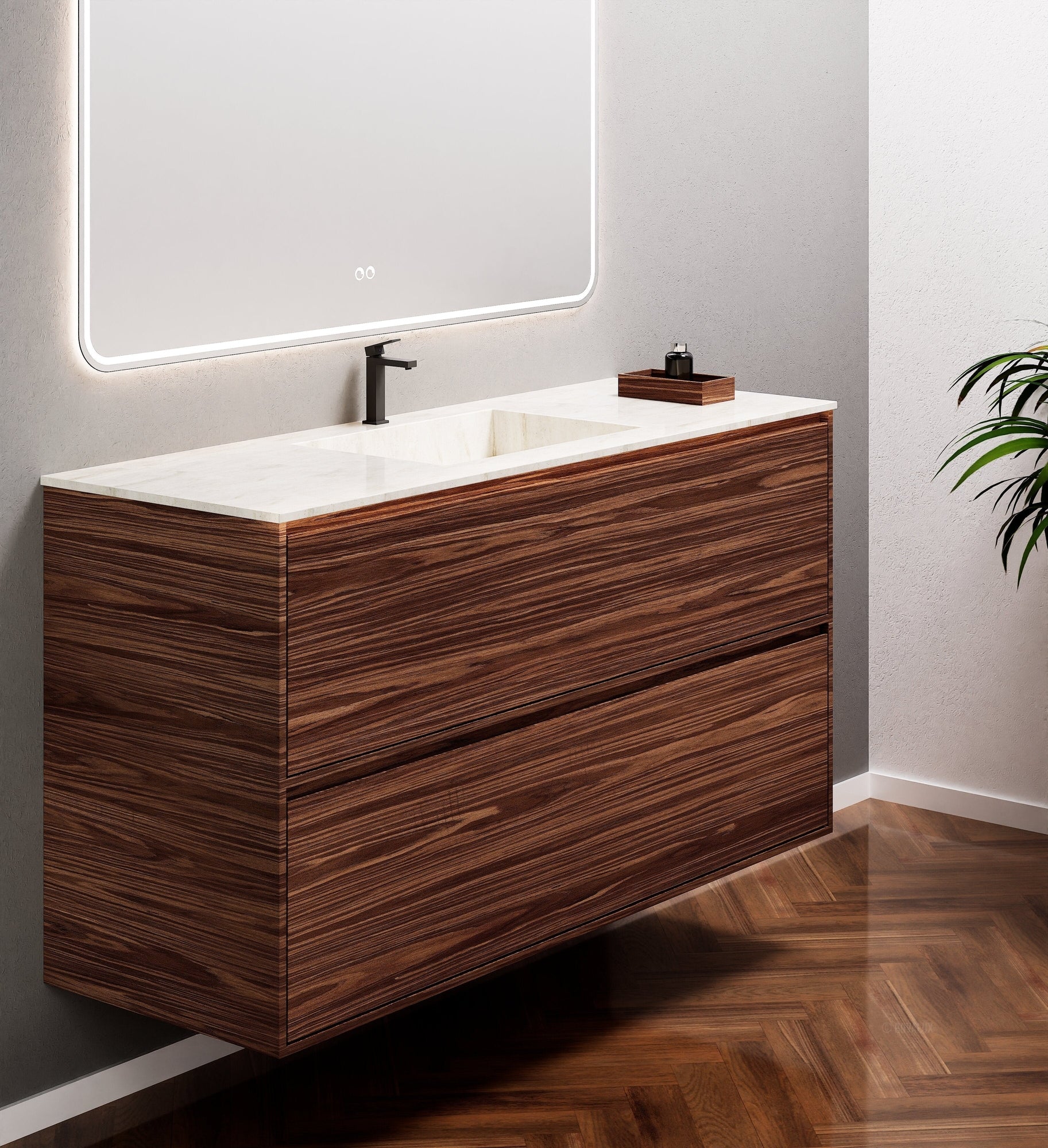 Aurora Frame – Corian® Basin with 2 Stacked Drawers - ROVALUX