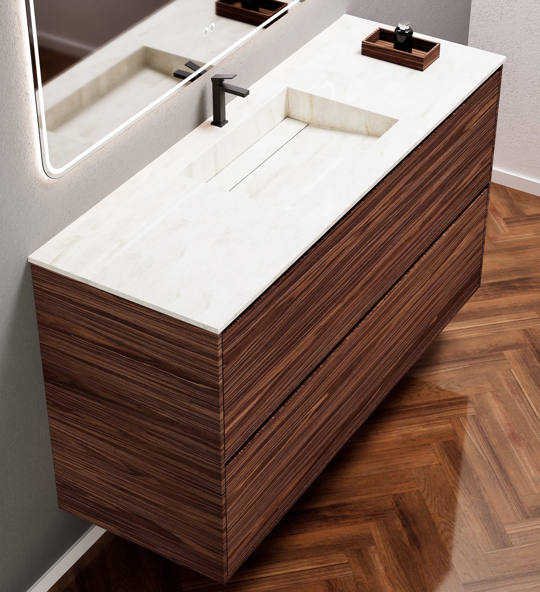 Aurora Frame – Corian® Basin with 2 Stacked Drawers - ROVALUX