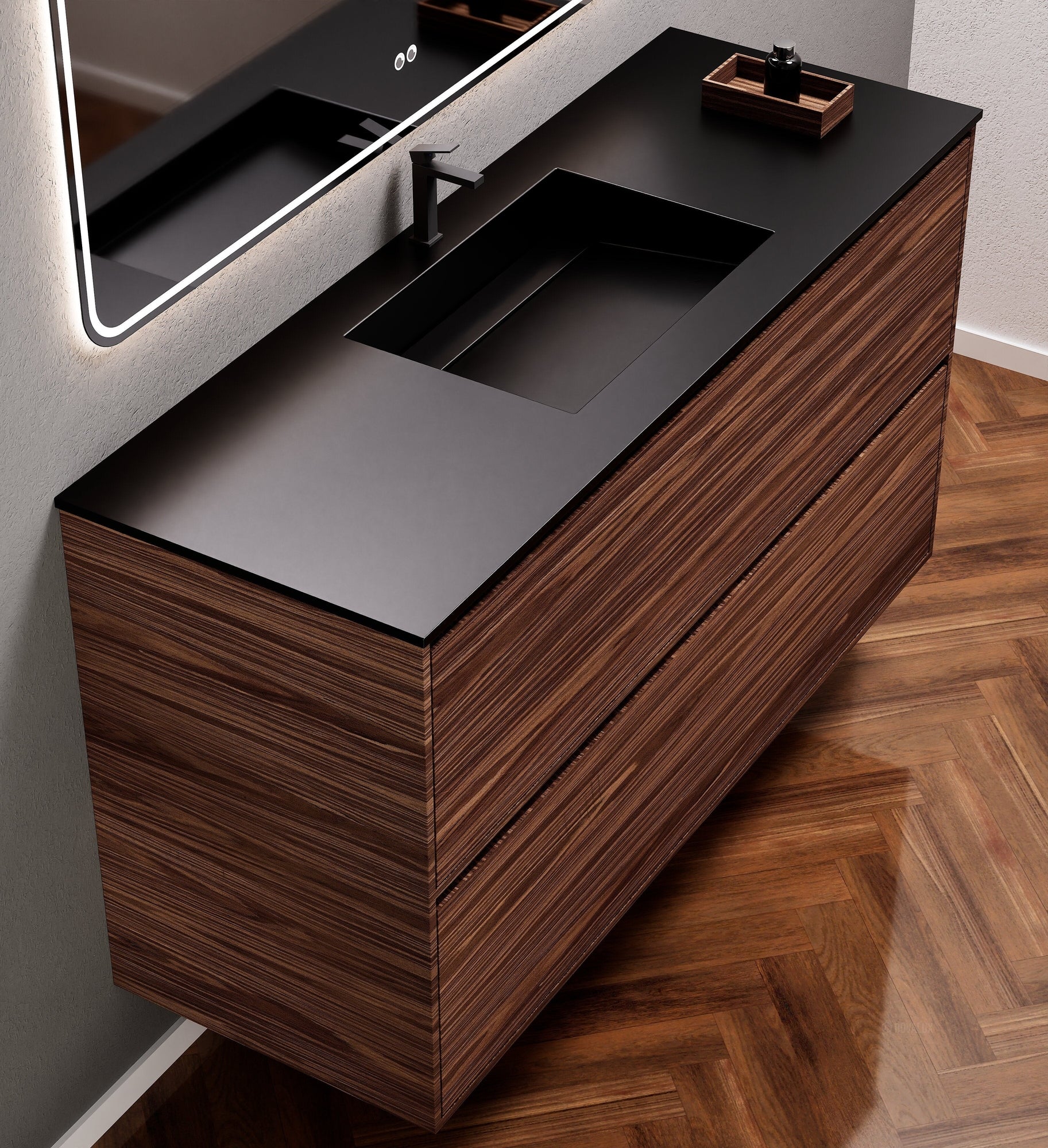 Aurora Frame – Corian® Basin with 2 Stacked Drawers - ROVALUX