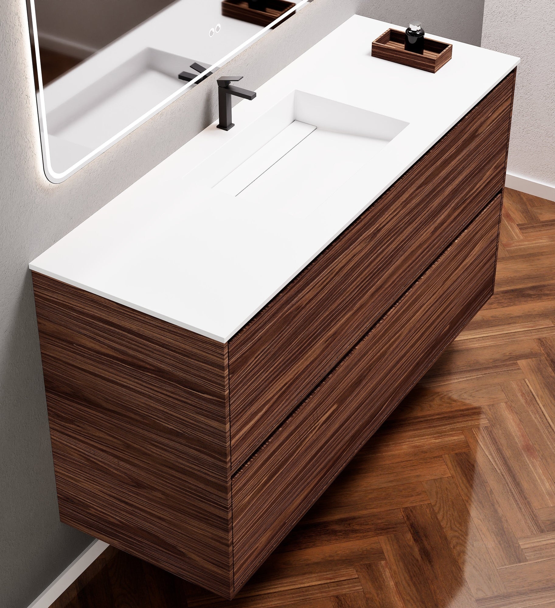 Aurora Frame – Corian® Basin with 2 Stacked Drawers - ROVALUX