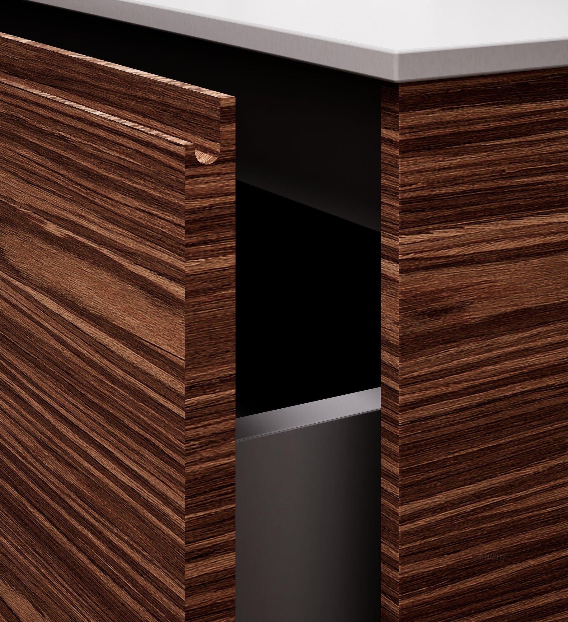 Aurora Frame – Corian® Basin with 2 Stacked Drawers - ROVALUX