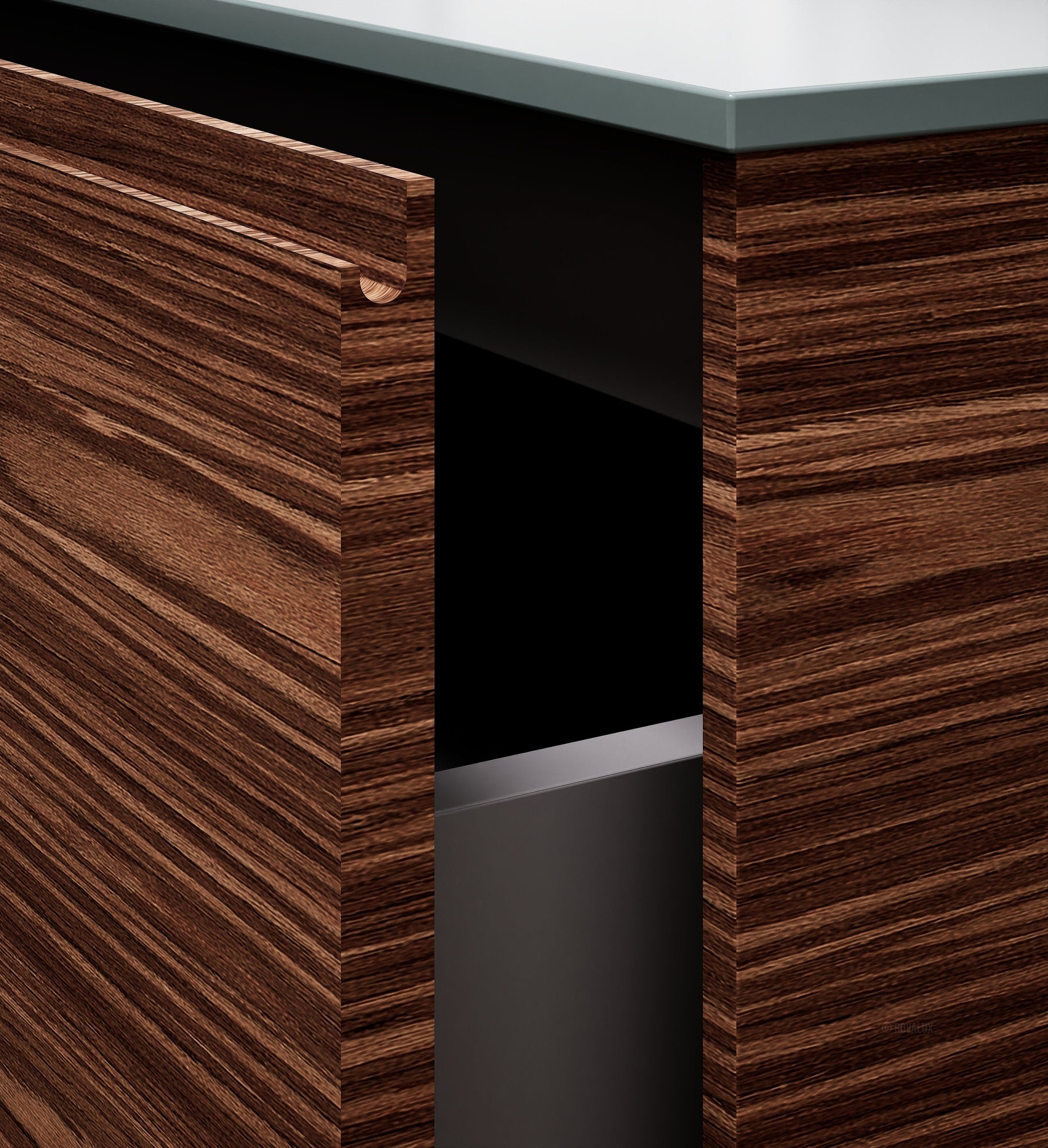 Aurora Frame – Corian® Basin with 2 Stacked Drawers - ROVALUX