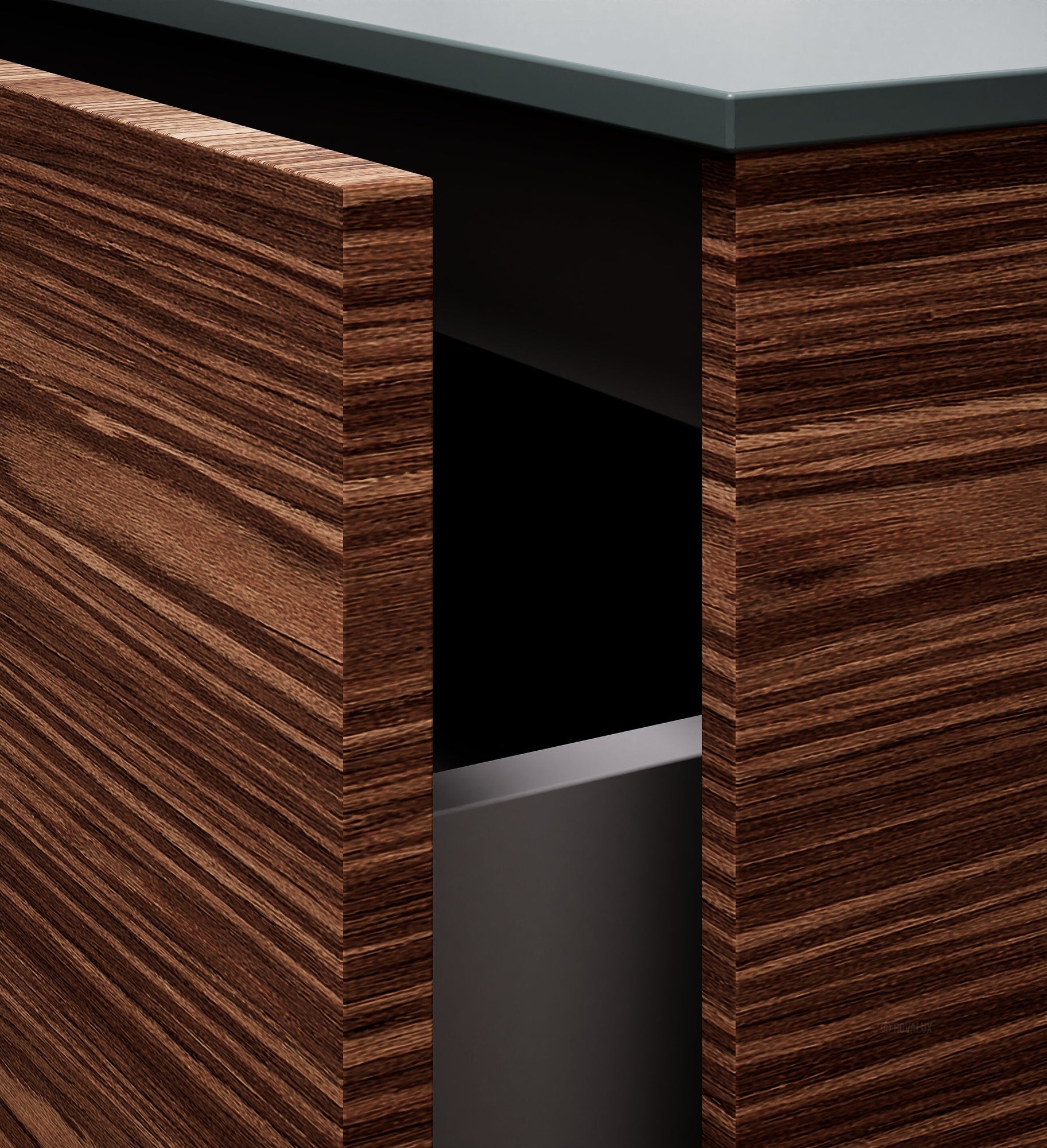 Aurora Frame – Corian® Basin with 2 Stacked Drawers - ROVALUX