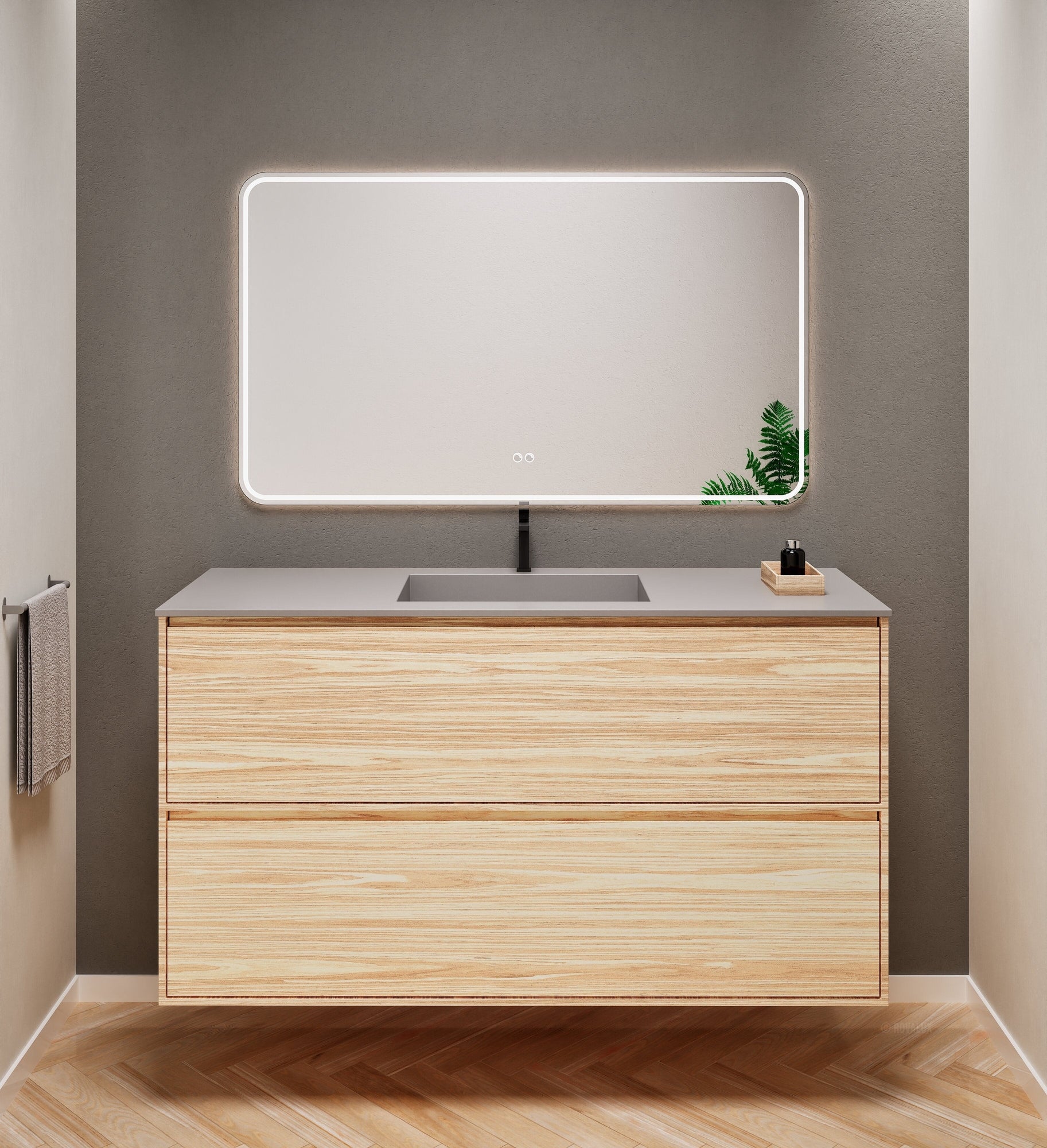 Aurora Frame – Corian® Basin with 2 Stacked Drawers - ROVALUX