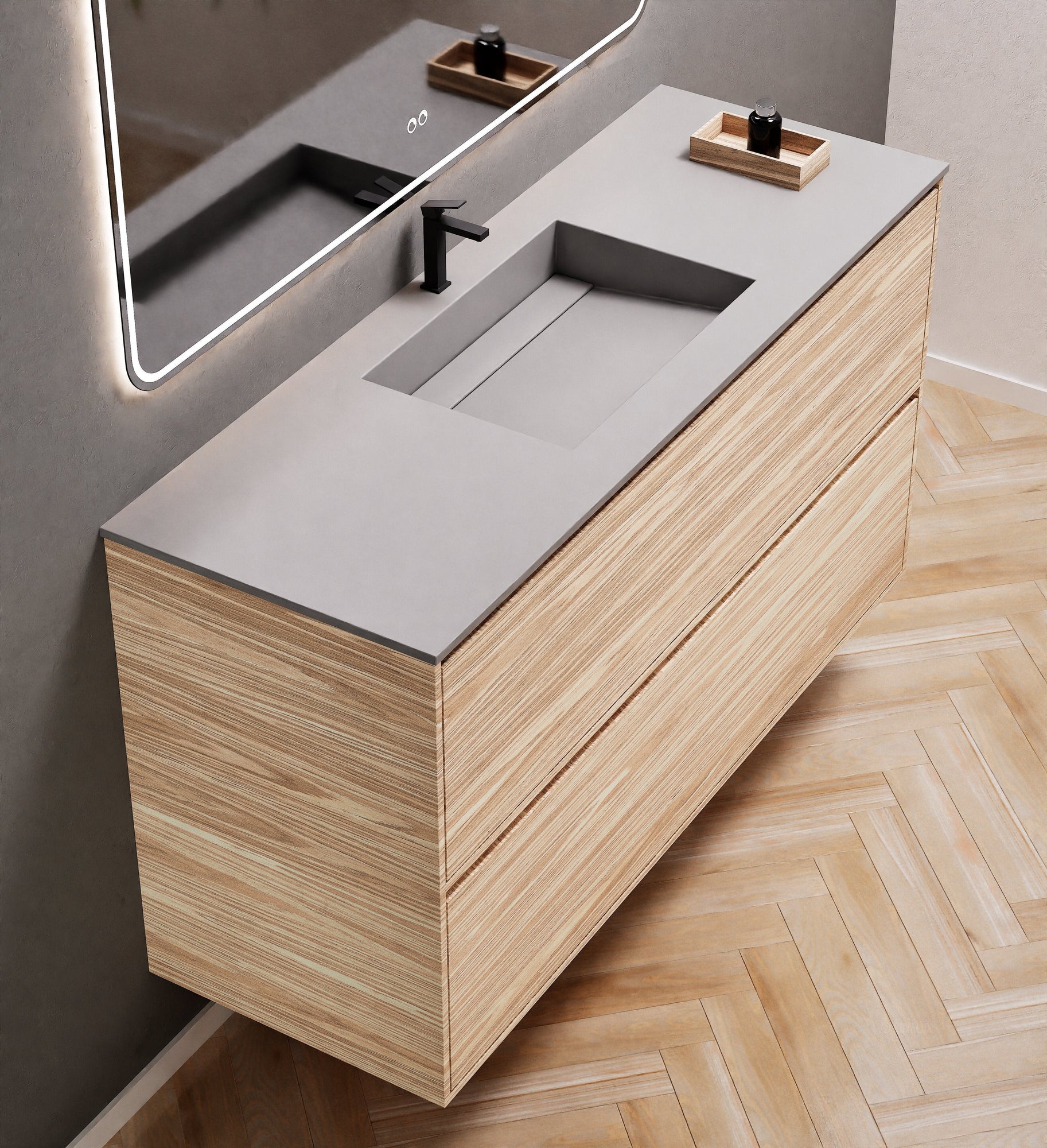 Aurora Frame – Corian® Basin with 2 Stacked Drawers - ROVALUX