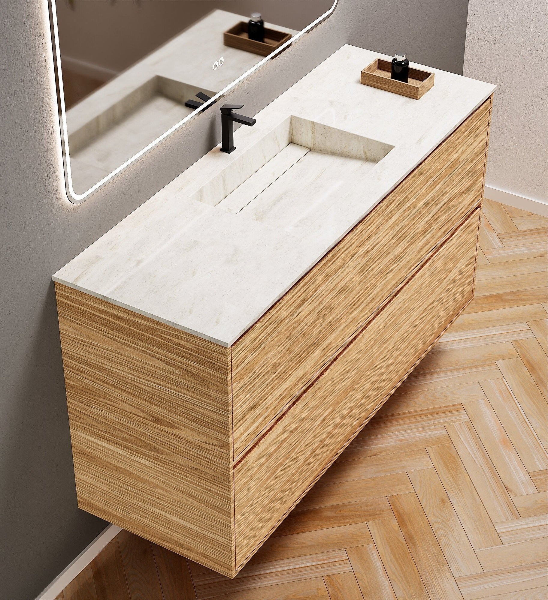 Aurora Frame – Corian® Basin with 2 Stacked Drawers - ROVALUX