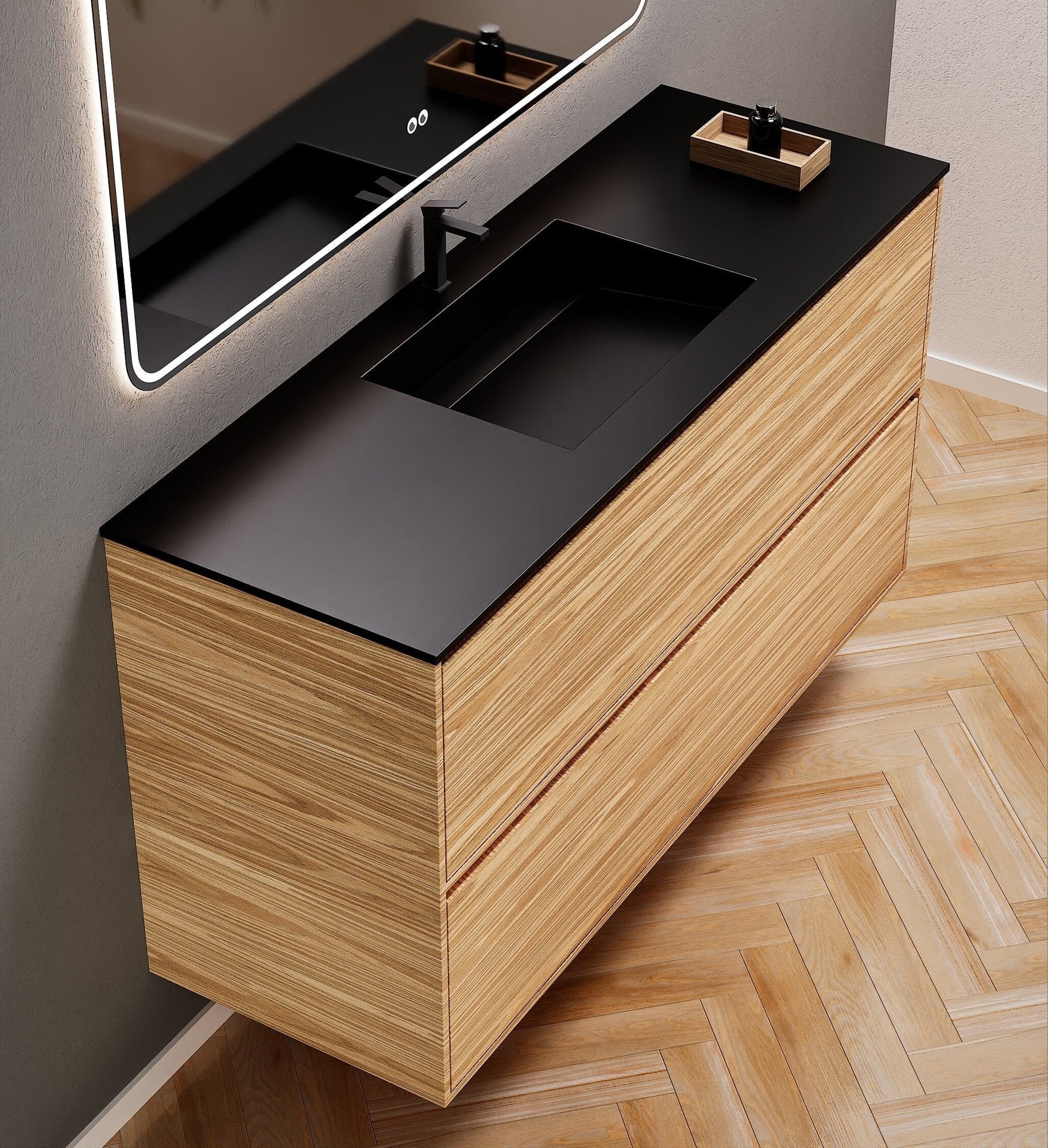 Aurora Frame – Corian® Basin with 2 Stacked Drawers - ROVALUX
