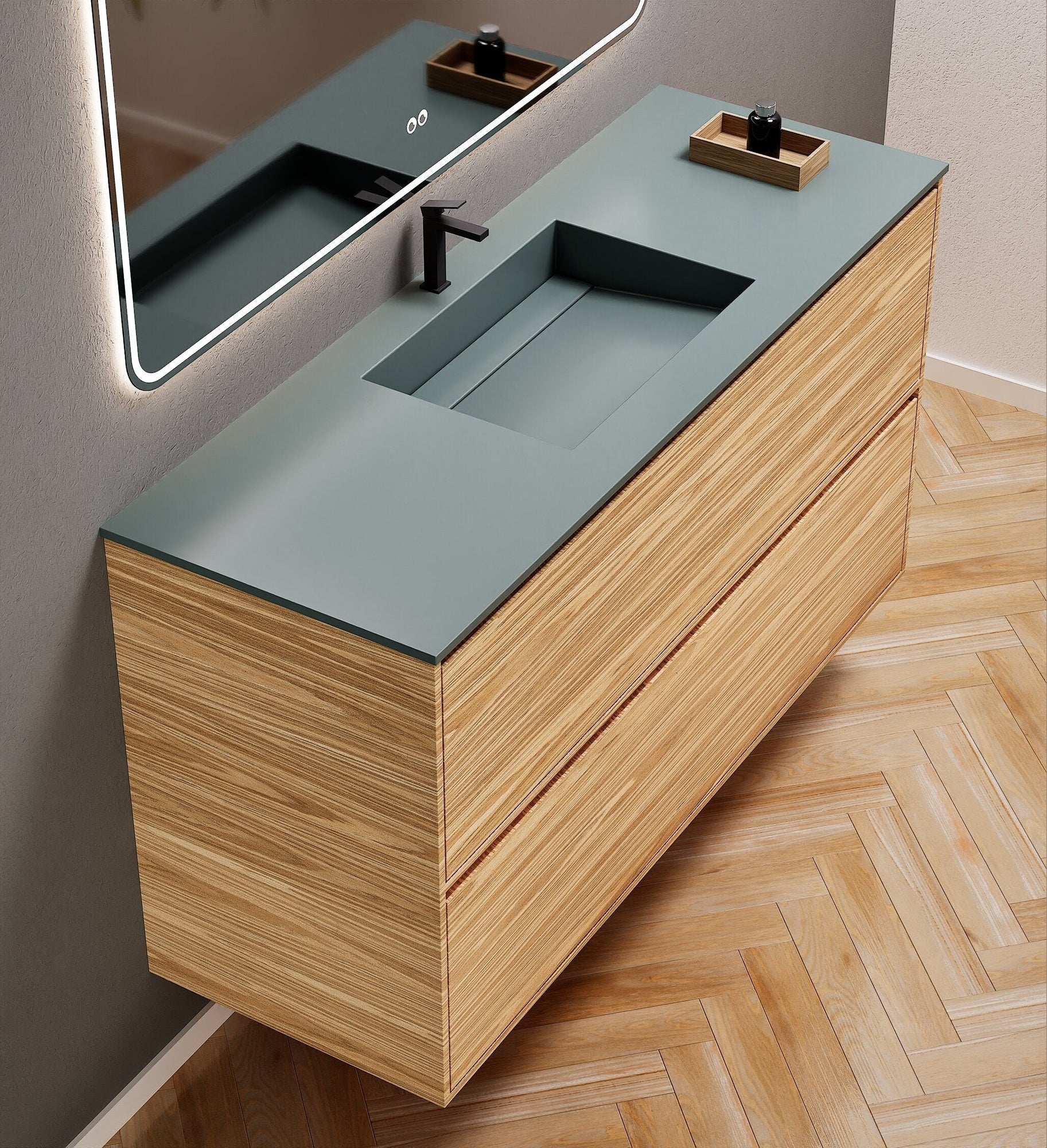 Aurora Frame – Corian® Basin with 2 Stacked Drawers - ROVALUX