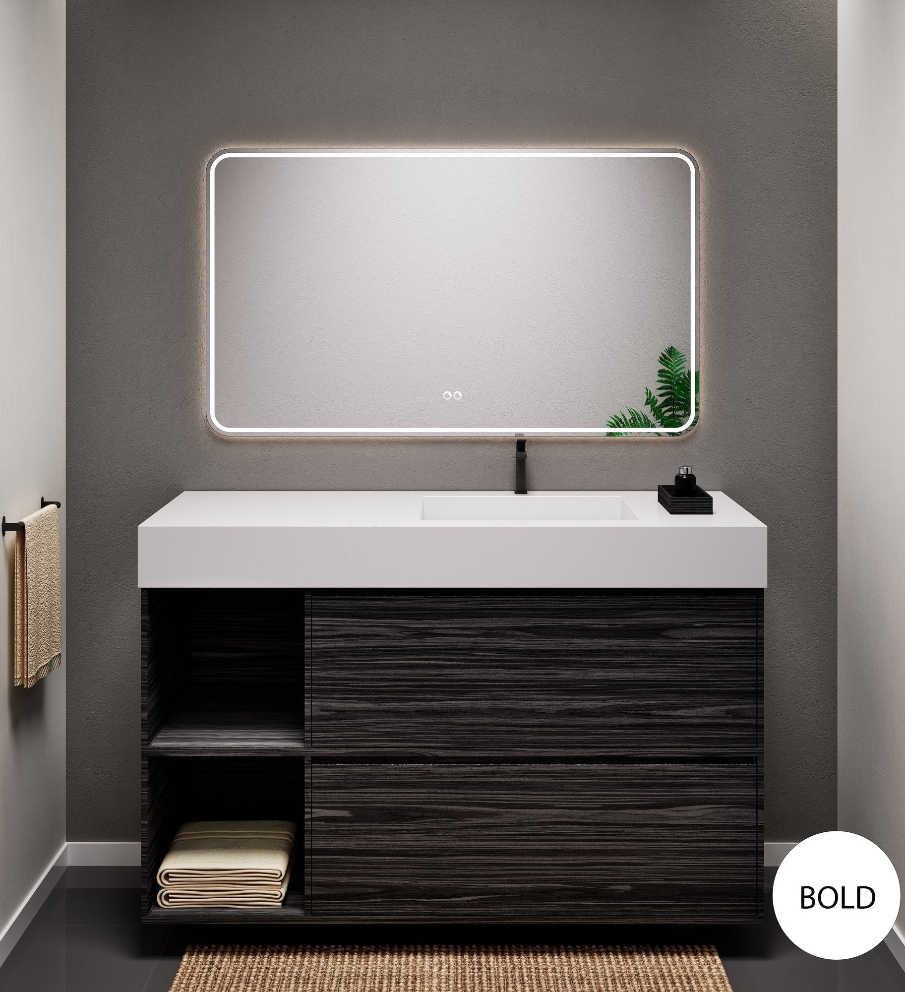 Aurora Frame – Corian® Basin with 2 Drawers and 2 Side Shelves - ROVALUX
