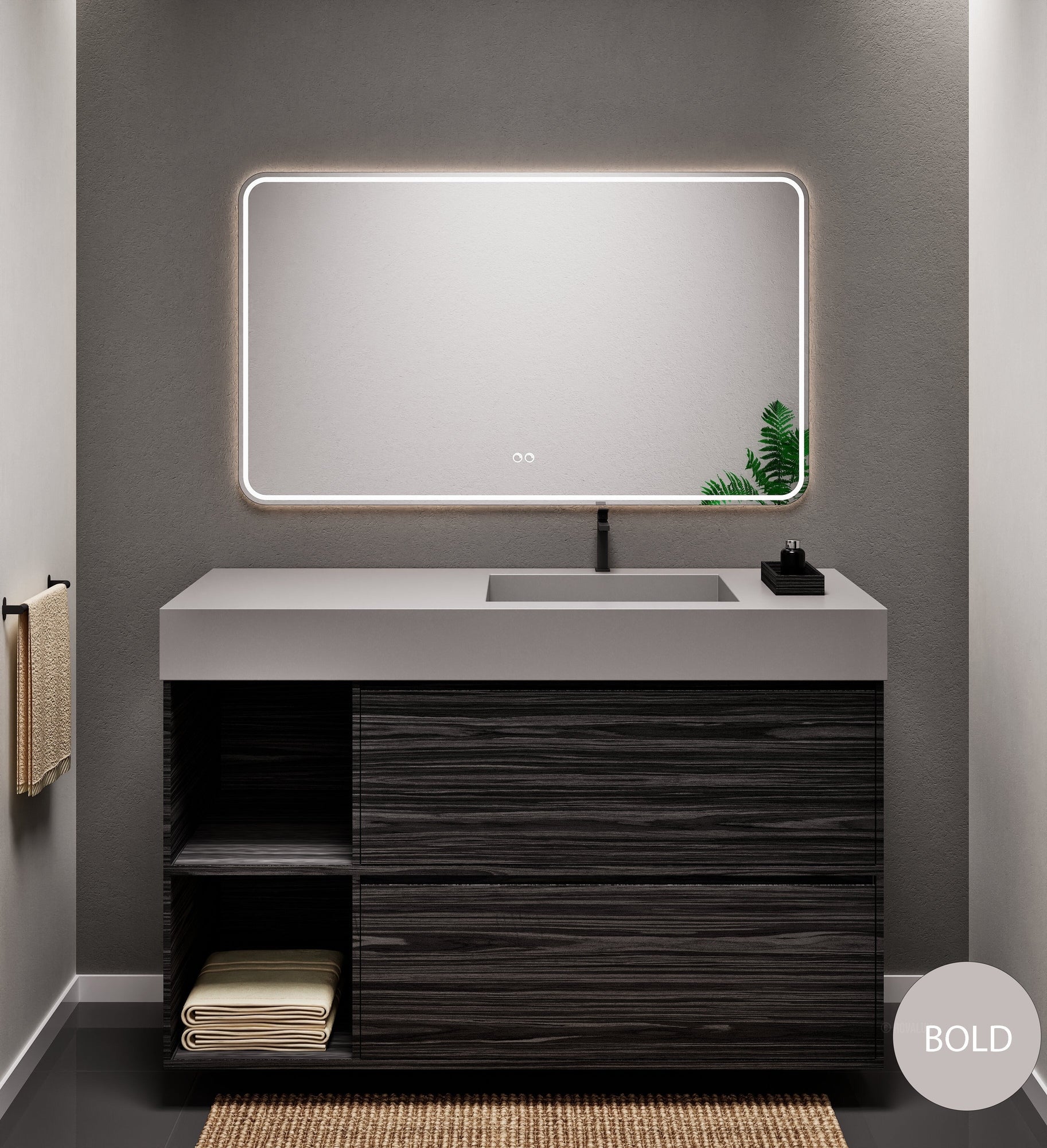 Aurora Frame – Corian® Basin with 2 Drawers and 2 Side Shelves - ROVALUX