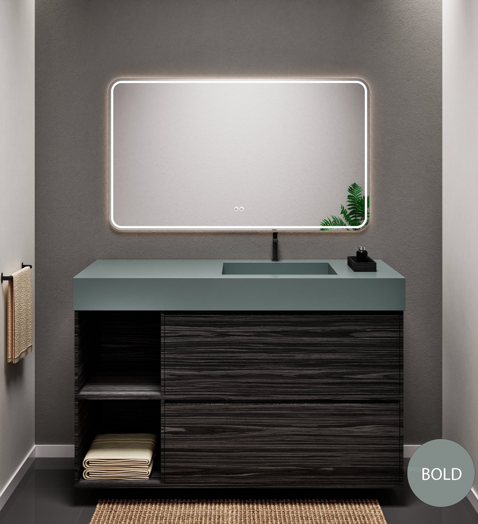 Aurora Frame – Corian® Basin with 2 Drawers and 2 Side Shelves - ROVALUX