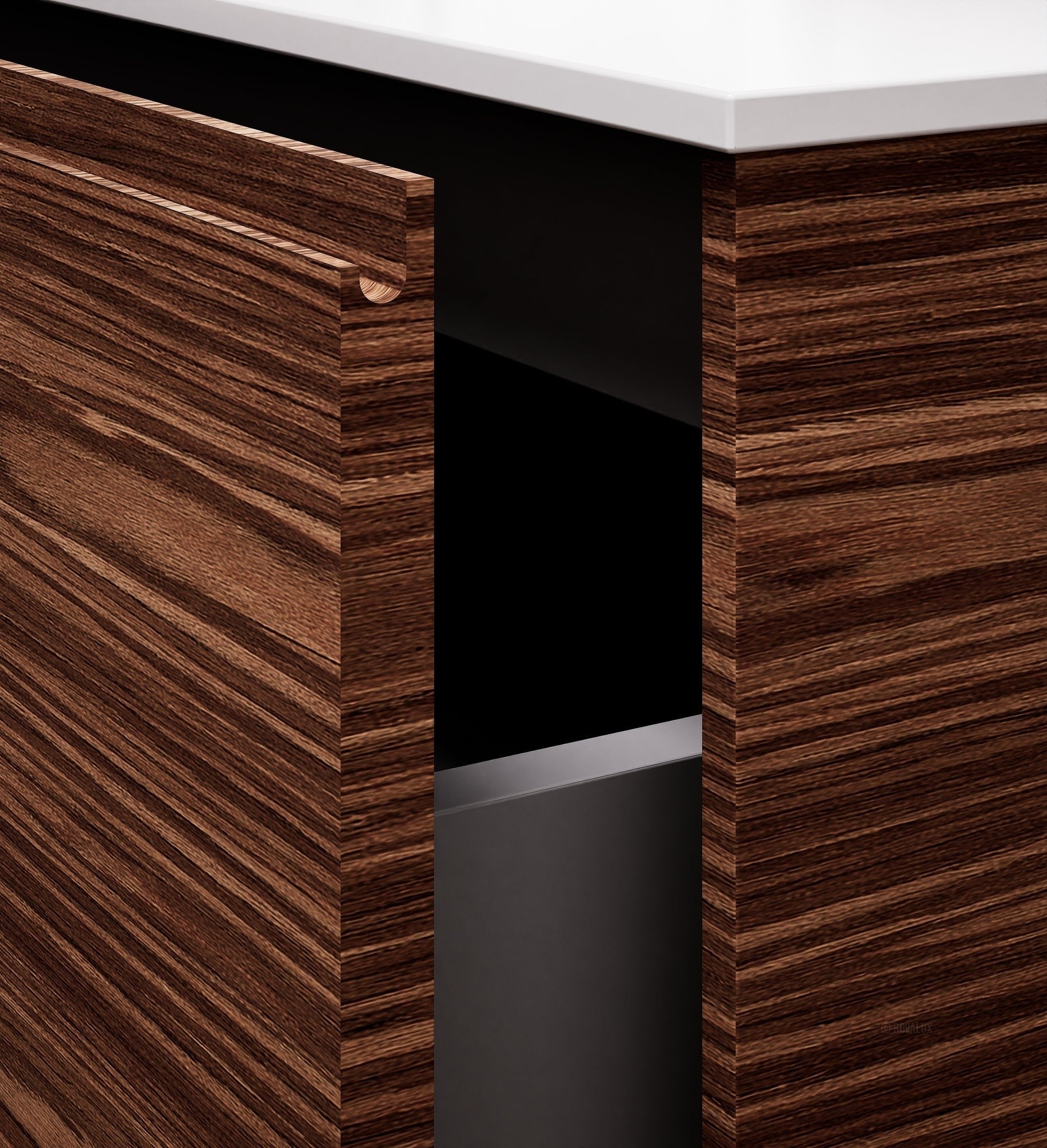 Aurora Frame – Corian® Basin with 2 Drawers and 2 Side Shelves - ROVALUX