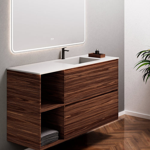 Aurora Frame – Corian® Basin with 2 Drawers and 2 Side Shelves - ROVALUX
