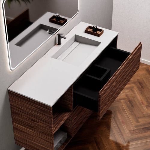 Aurora Frame – Corian® Basin with 2 Drawers and 2 Side Shelves - ROVALUX